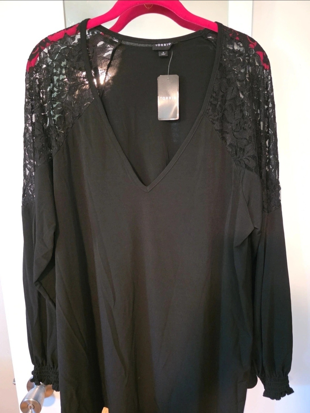 Torrid Black Lace-Shoulder V-Neck Women’s Top